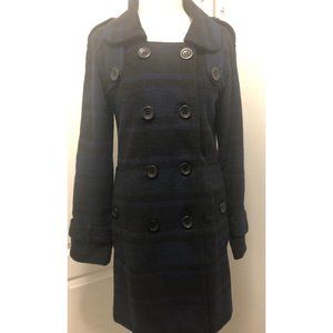 BB Dakota JACK Women's Size S Black/Blue Plaid Double Breasted Peacoat w/Pockets